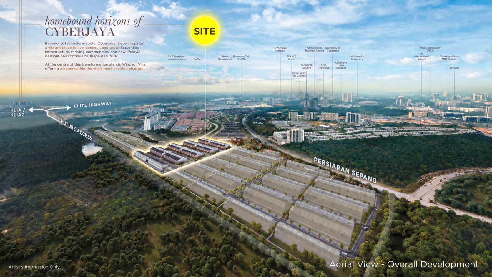 Artist's impression of the overall Windsor Villa development with the project site marked