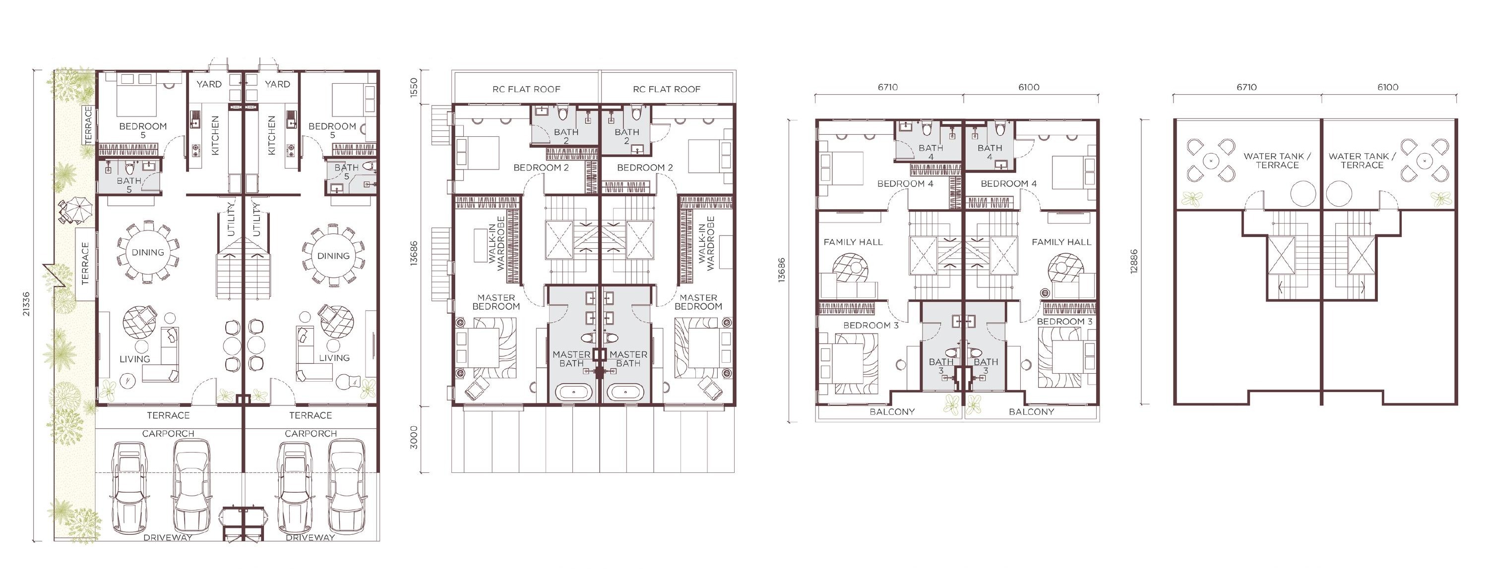 Centurion ground, first, second and roof floor plans