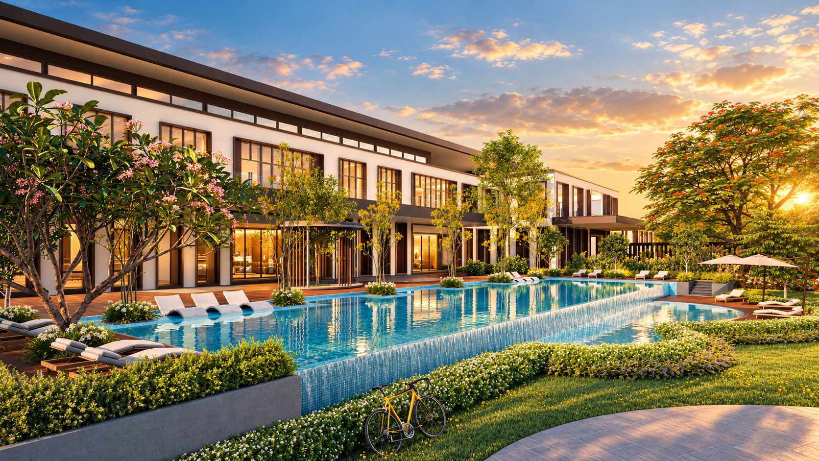 Artist's impression of Windsor Villa's luxury clubhouse and pools