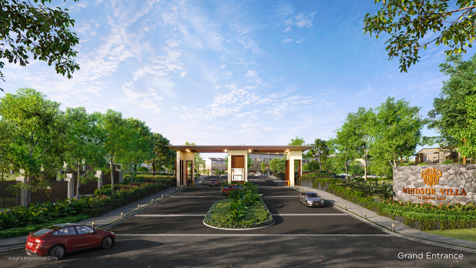 Artist's impression of Windsor Villa's landscaped grand entrance